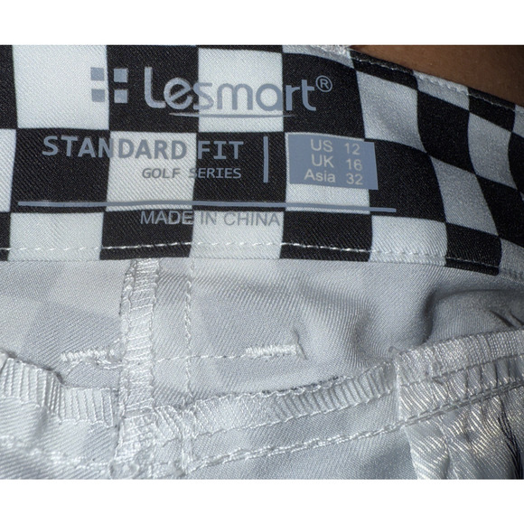 Lesmart Golf Trousers Size 12 Black White Checkered Performance Activewear - Picture 11 of 12